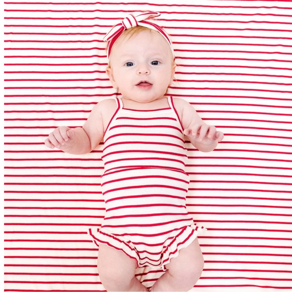 ANGEL DEAR Baby Girl Vintage Red Stripe Tank and High Waist Bloomer - 12-18M